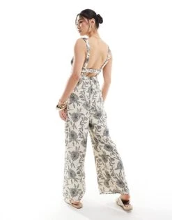 Abercrombie & Fitch Floral Jumpsuit In Black And White For Women Black To White Flora -Abercro Clothing Shop 206635429 1 blacktowhiteflora 1