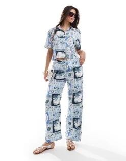Abercrombie & Fitch Co-ord Tile Print Set In Blue -Abercro Clothing Shop 206635461 1 bluetileprint