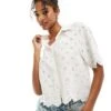 Abercrombie & Fitch Short Sleeve Scallop Shirt In White For Women -Abercro Clothing Shop 206635568 1 white