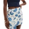 Abercrombie & Fitch Linen Blend Mini Wrap Skort In Blue Floral Print For Women Cream Grounded Blue -Abercro Clothing Shop 206635609 1 creamgroundedblue