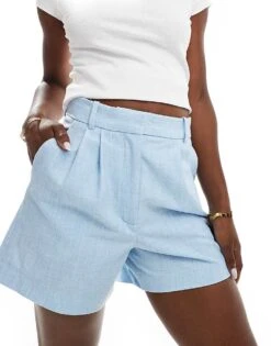 Abercrombie & Fitch Co-ord Sloane Tailored Shorts In Blue For Women Dutch Canal Heather -Abercro Clothing Shop 206635641 1 dutchcanalheather 1