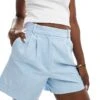 Abercrombie & Fitch Co-ord Sloane Tailored Shorts In Blue For Women Dutch Canal Heather -Abercro Clothing Shop 206635641 1 dutchcanalheather