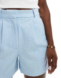 Abercrombie & Fitch Co-ord Sloane Tailored Shorts In Blue For Women Dutch Canal Heather -Abercro Clothing Shop 206635641 5