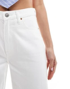 Abercrombie & Fitch Cropped Wide Leg Jean With Raw Hem In White For Women White Fray -Abercro Clothing Shop 206635687 4