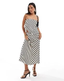 Abercrombie & Fitch Co-ord Striped Satin Scarf Set Black And Cream -Abercro Clothing Shop 206635760 1 creamblackbiasst 1