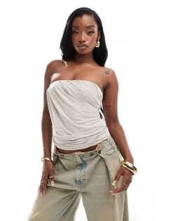 Abercrombie & Fitch Strapless Soft Matte Tube Top In Grey/brown For Women Chateau Grey -Abercro Clothing Shop 206635767 1 chateaugrey 1