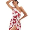 Abercrombie & Fitch One Shoulder Floral Printed Maxi Dress With Side Slit In White And Red For Women Red Floral -Abercro Clothing Shop 206635793 1 redfloral