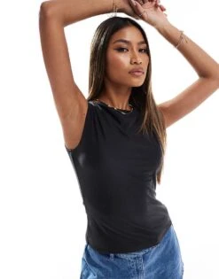 Abercrombie & Fitch Soft Matte Slash Neck Top In Black For Women Black Beauty -Abercro Clothing Shop 206635812 1 blackbeauty 1