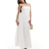 Abercrombie & Fitch Linen Blend Strapless Midi Dress In White For Women Brilliant White -Abercro Clothing Shop 206635826 1 brilliantwhite