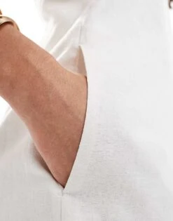 Abercrombie & Fitch Linen Blend Strapless Midi Dress In White For Women Brilliant White -Abercro Clothing Shop 206635826 3