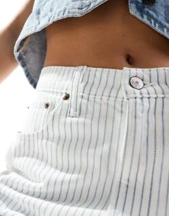 Abercrombie & Fitch High Rise Loose Fit Jean In Blue Stripe For Women Indigo Stripe -Abercro Clothing Shop 206635865 5