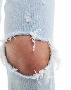 Abercrombie & Fitch 90's Straight Fit Jean With Knee Rip In Light Wash Blue For Women -Abercro Clothing Shop 206670944 5