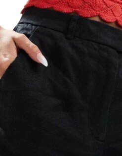 Abercrombie & Fitch Sloane Linen Shorts In Black For Women -Abercro Clothing Shop 206671017 4