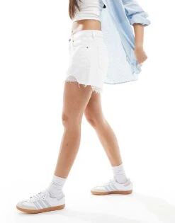 Abercrombie & Fitch Baggy Fit Low Rise Denim Shorts In White For Women White Destroy -Abercro Clothing Shop 206671114 4