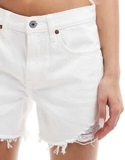 Abercrombie & Fitch Baggy Fit Low Rise Denim Shorts In White For Women White Destroy -Abercro Clothing Shop 206671114 5