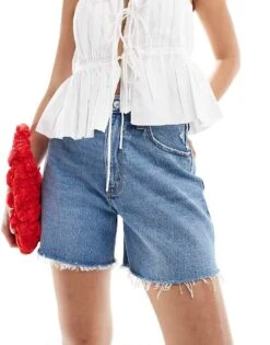 Abercrombie & Fitch Curve Love Dad Fit Denim Short In Mid Blue For Women Medium Wash -Abercro Clothing Shop 206671142 3