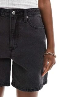 Abercrombie & Fitch Curve Love Loose Fit Denim Shorts In Black For Women Black Baby Curve -Abercro Clothing Shop 206671198 4