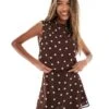 Abercrombie & Fitch High Neck Sheer Layered Top In Brown Polka Dot For Women -Abercro Clothing Shop 206674512 1 brownpolkadot