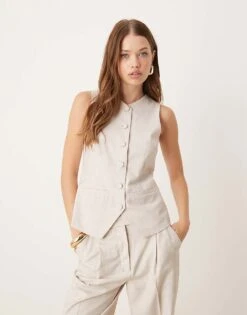 Abercrombie & Fitch Co-ord High Neck Tailored Vest In Light Grey For Women -Abercro Clothing Shop 206939420 1 lightgrey 1