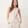 Abercrombie & Fitch Co-ord High Neck Tailored Vest In Light Grey For Women -Abercro Clothing Shop 206939420 1 lightgrey