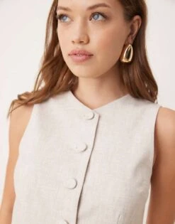 Abercrombie & Fitch Co-ord High Neck Tailored Vest In Light Grey For Women -Abercro Clothing Shop 206939420 3