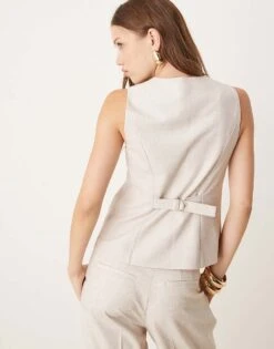 Abercrombie & Fitch Co-ord High Neck Tailored Vest In Light Grey For Women -Abercro Clothing Shop 206939420 4