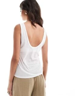 Abercrombie & Fitch Sheer Jersey Tank Top In White For Women -Abercro Clothing Shop 206939605 4
