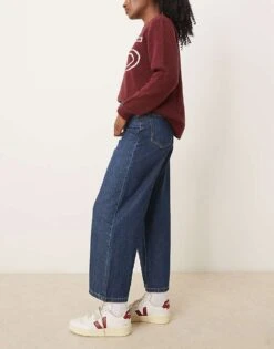 Abercrombie & Fitch High Rise Cropped Wide Leg Jean In Blue Wash For Women -Abercro Clothing Shop 206939655 3