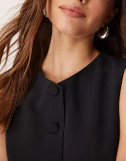 Abercrombie & Fitch High Neck Tailored Vest In Black For Women -Abercro Clothing Shop 206939697 4