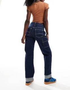 Abercrombie & Fitch Baggy Low Rise Carpenter Jean In Indigo For Women -Abercro Clothing Shop 206939864 4