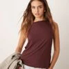 Abercrombie & Fitch Slash Neck Ribbed Top In Brown For Women Chocolate -Abercro Clothing Shop 206939977 1 chocolate