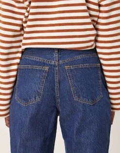 Abercrombie & Fitch High Rise Loose Fit Straight Leg Jean In Dark Blue Wash For Women -Abercro Clothing Shop 206940096 4