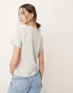 Abercrombie & Fitch Logo T-shirt In Grey For Women Light Grey -Abercro Clothing Shop 206940242 3