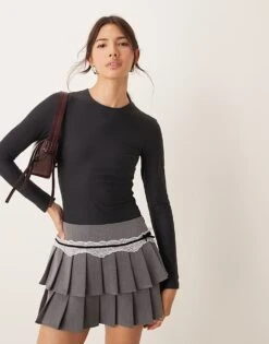 Abercrombie & Fitch Long Sleeve Soft Matte Bodysuit In Black For Women