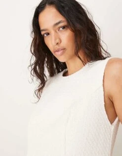 Abercrombie & Fitch Tweed High Neck Tailored Mini Dress In White For Women -Abercro Clothing Shop 206941097 4