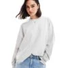 Abercrombie & Fitch Oversized Long Sleeve Tee In Grey For Women Light Grey -Abercro Clothing Shop 206941106 1 lightgrey