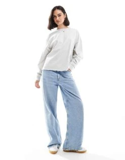 Abercrombie & Fitch Oversized Long Sleeve Tee In Grey For Women Light Grey -Abercro Clothing Shop 206941106 4