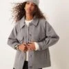 Abercrombie & Fitch Button Up Shacket In Grey For Women -Abercro Clothing Shop 206941125 1 grey