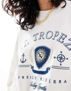 Abercrombie & Fitch St Tropez Print Sweatshirt In Cream For Women -Abercro Clothing Shop 206941150 3