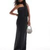 Abercrombie & Fitch Strapless Maxi Dress In Black With Matching Scarf For Women