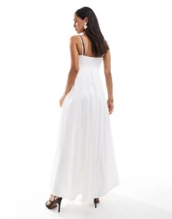 Abercrombie & Fitch Dipped Waist Lace Maxi Dress In White For Women -Abercro Clothing Shop 206941212 4