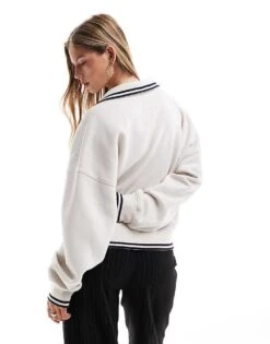 Abercrombie & Fitch Collared Sweatshirt In White For Women -Abercro Clothing Shop 206941221 3