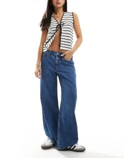 Abercrombie & Fitch Ultra Loose Low Rise Jean In Mid Blue For Women Mid Wash Blue