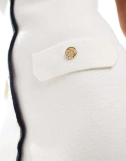 Abercrombie & Fitch Mini Dress With Gold Buttons In White For Women Cream -Abercro Clothing Shop 206941294 4