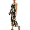 Abercrombie & Fitch Emerson Strapless Printed Maxi Dress In Pink For Women Black Multifloral -Abercro Clothing Shop 206941303 1 blackmultifloral