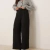 Abercrombie & Fitch High Rise Pleated Ultra Wide Leg Trouser In Black For Women -Abercro Clothing Shop 206941320 1 black