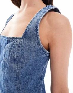 Abercrombie & Fitch Denim Mini Dress In Mid Wash Blue For Women Medium Indigo -Abercro Clothing Shop 206941374 4