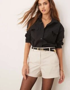 Abercrombie & Fitch Tailored Sloane Short In Cream For Women -Abercro Clothing Shop 206941383 5