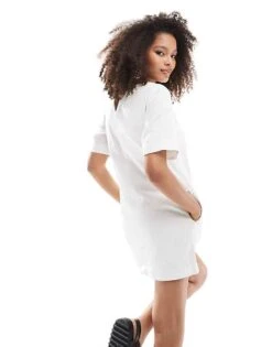 Abercrombie & Fitch Linen T-shirt Dress In White For Women -Abercro Clothing Shop 206941413 2