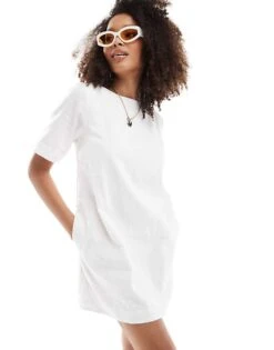 Abercrombie & Fitch Linen T-shirt Dress In White For Women -Abercro Clothing Shop 206941413 4